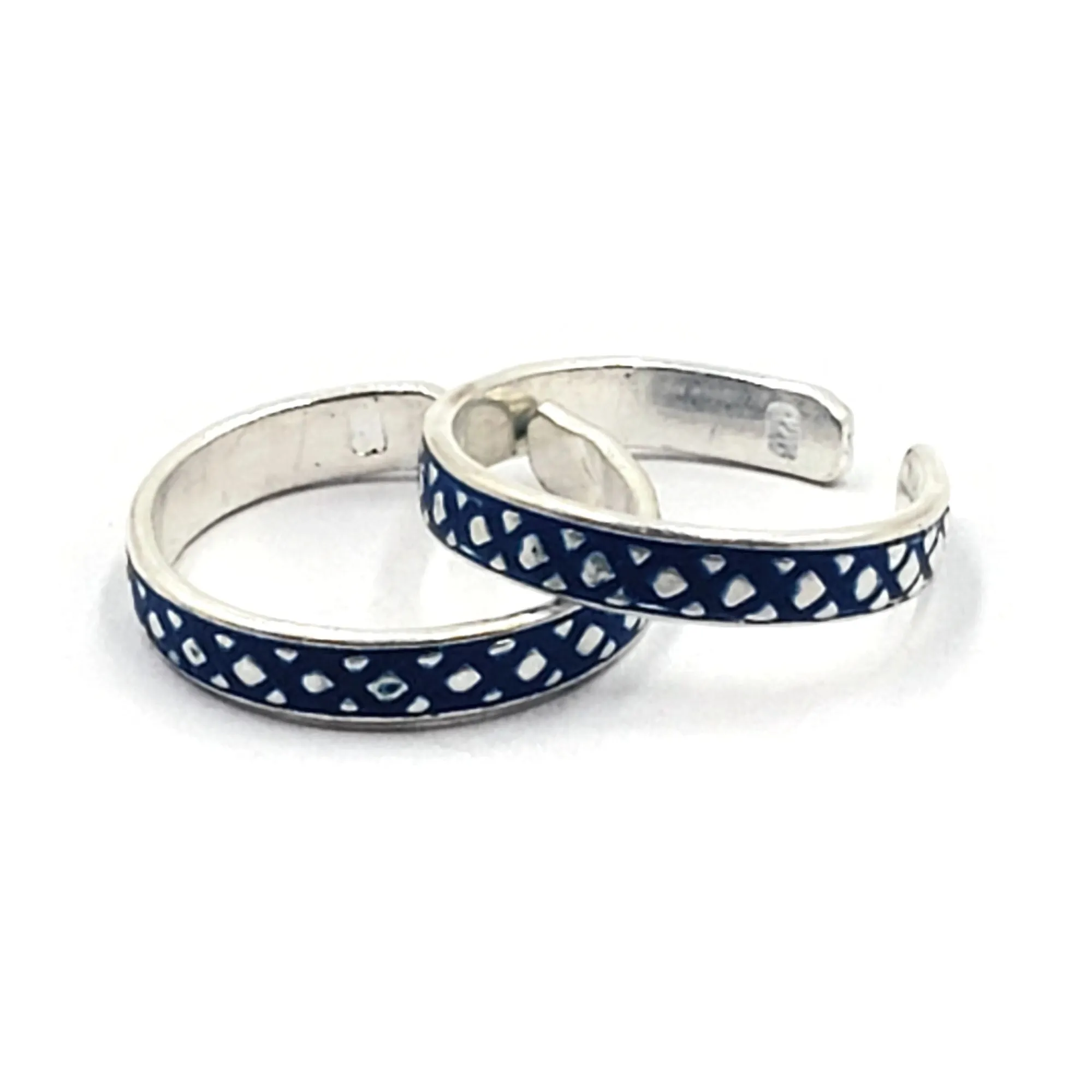 925 Sterling Silver Multicolor Toe-rings - Design #15