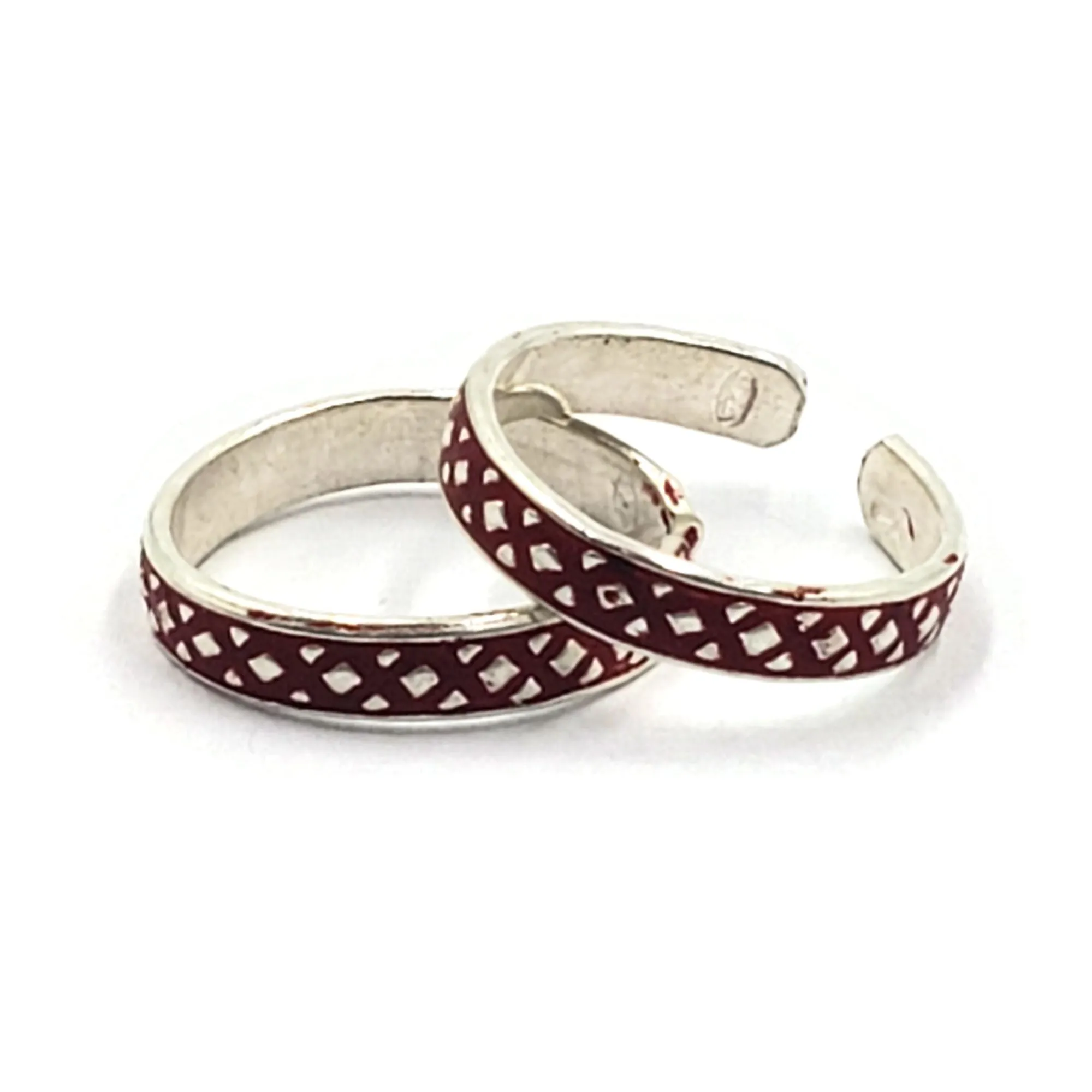925 Sterling Silver Multicolor Toe-rings - Design #15
