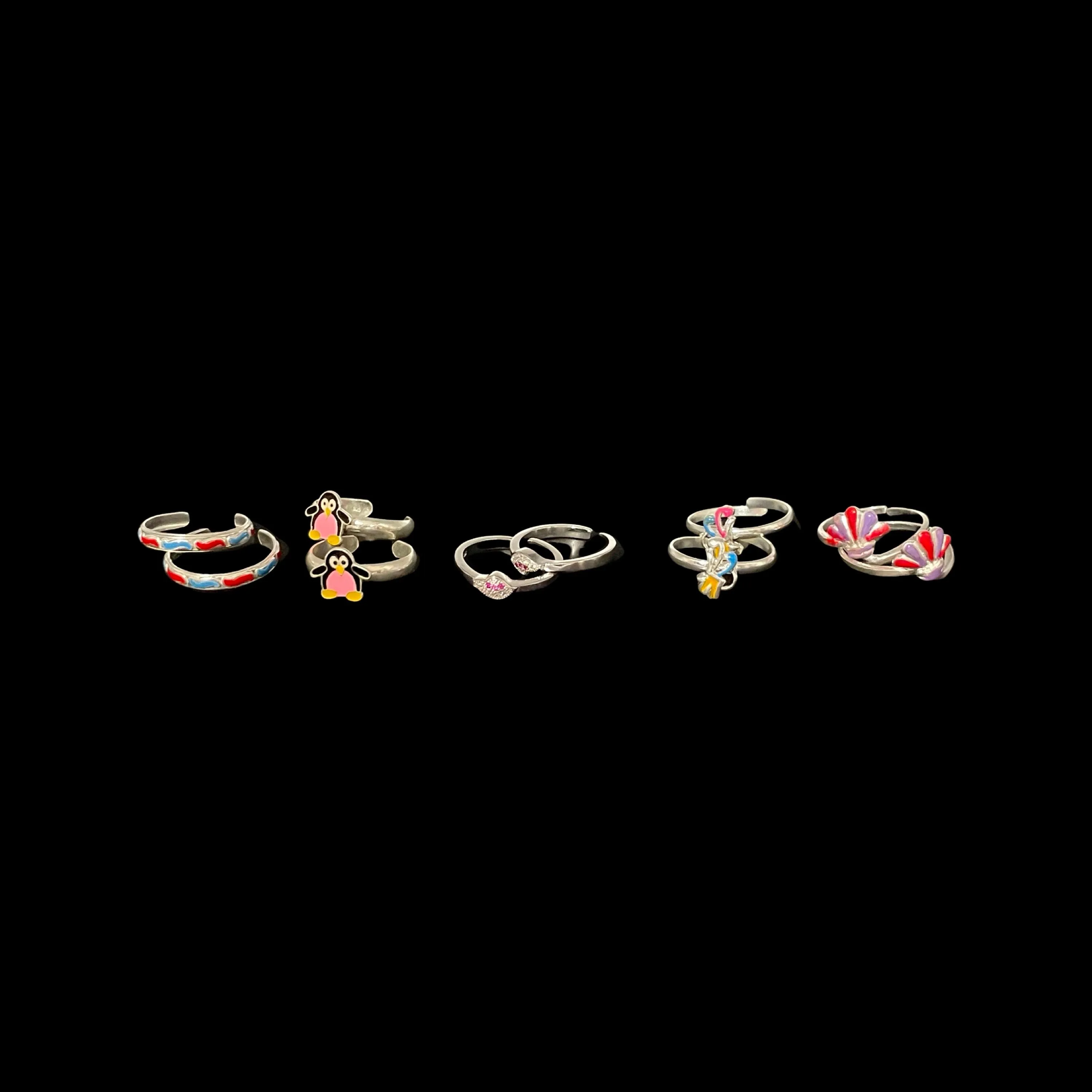 925 Sterling Silver Toe-rings (Pack of 5 Pairs)- Set #10