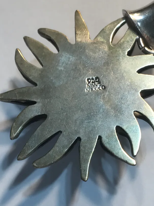 930 Onyx Signed Sun Pendant Vintage