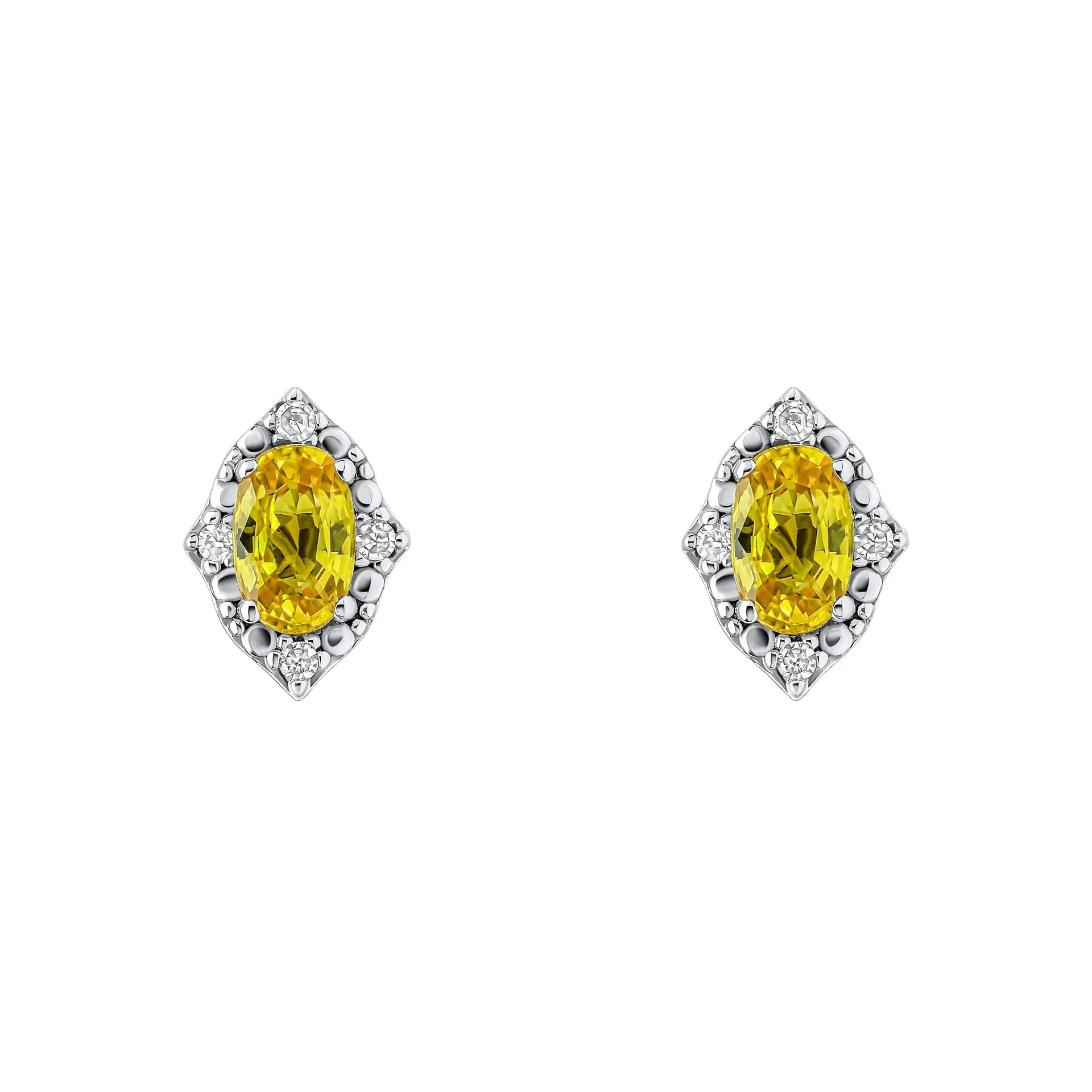 9ct Gold Rhodium Plated Sapphire Diamond Earrings GE2490Y