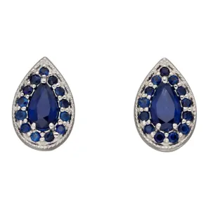 9ct White Gold Blue Sapphire Teardrop Stud Earrings GE2378L