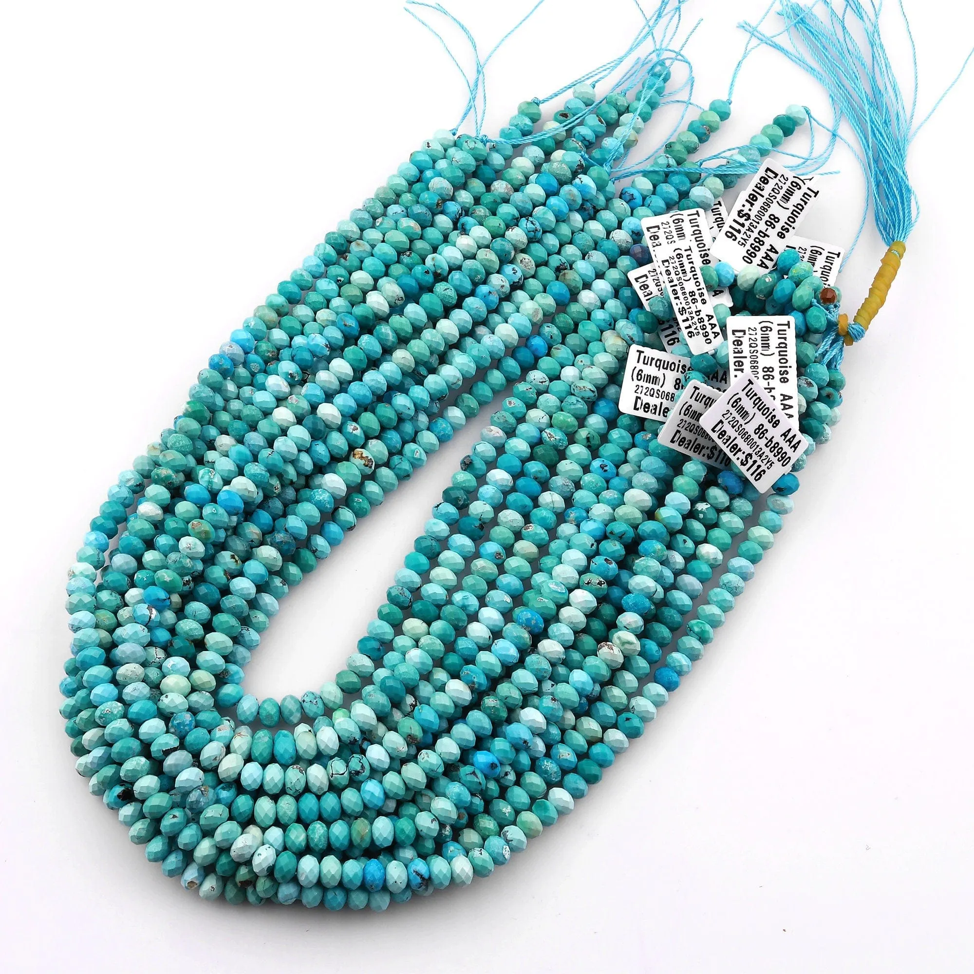AAA Genuine Natural Turquoise 3mm 6mm Faceted Rondelle Beads Blue Green Turquoise Micro Diamond Cut 15.5" Strand