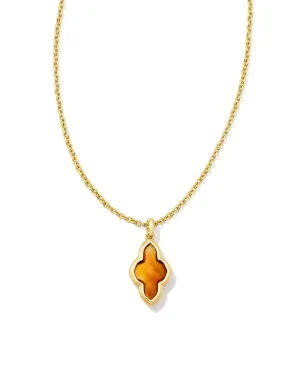 Abbie Short Pendant Necklace - Gold Marbled Amber Illusion