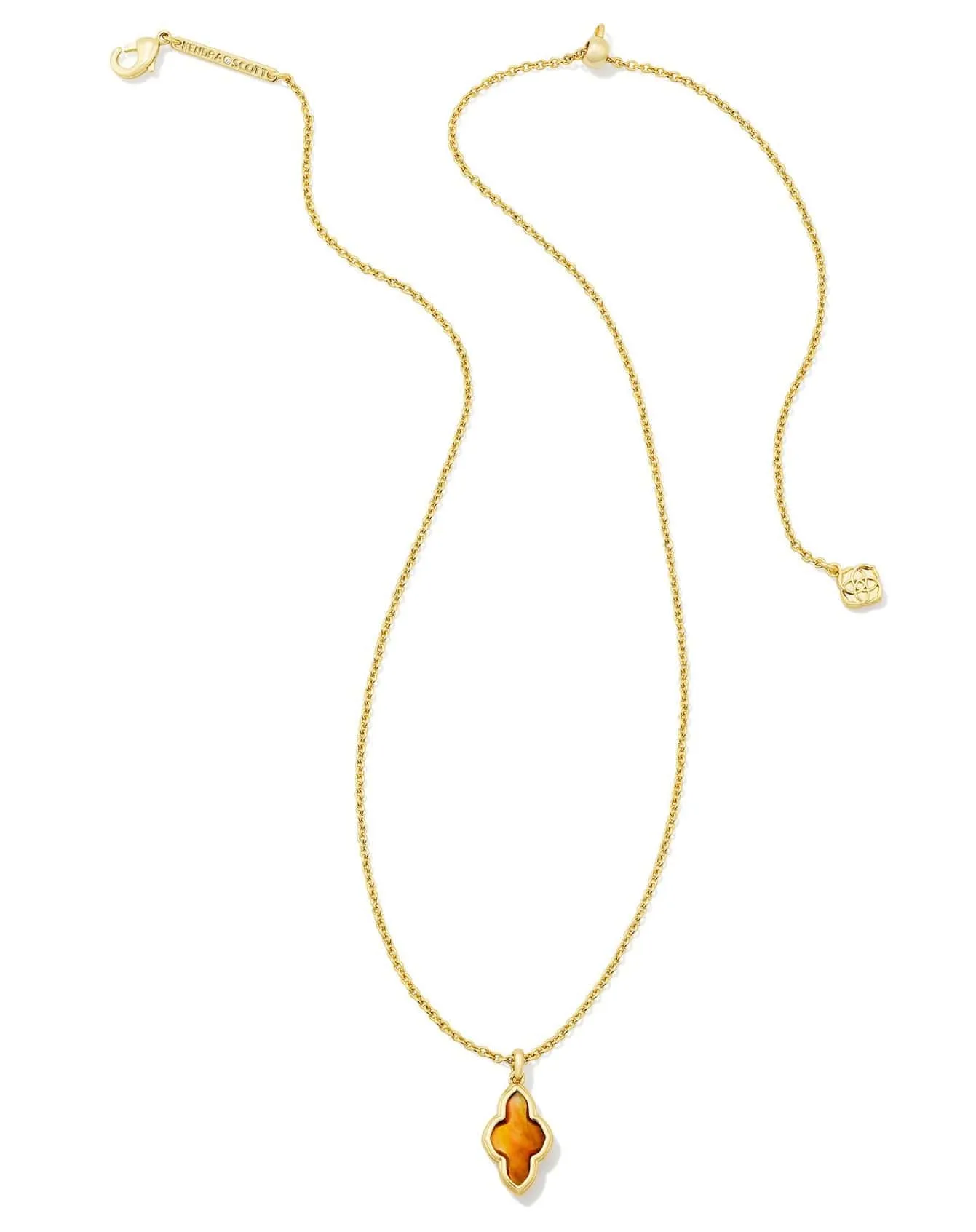 Abbie Short Pendant Necklace - Gold Marbled Amber Illusion