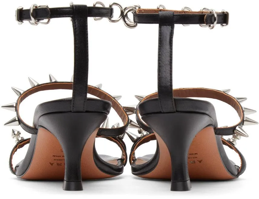 Abra Black Spike Heeled Sandals