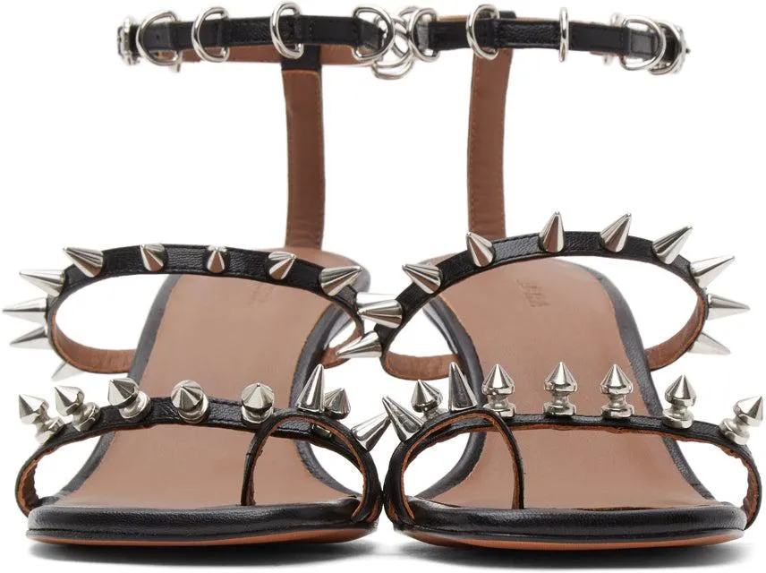 Abra Black Spike Heeled Sandals