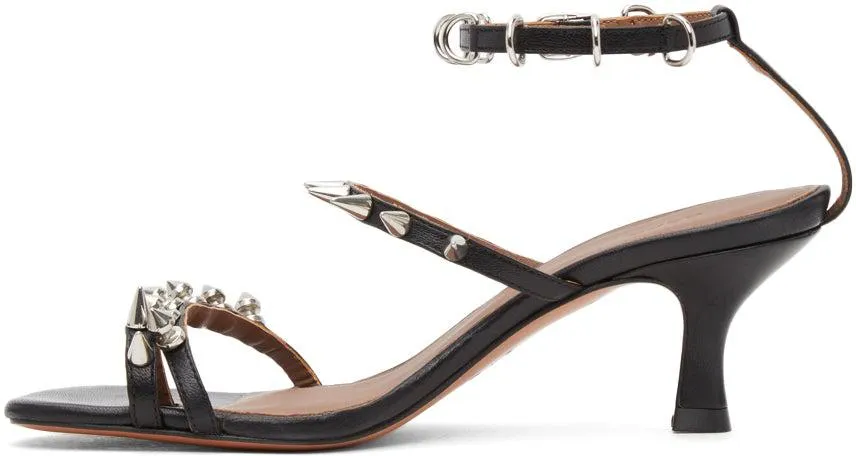 Abra Black Spike Heeled Sandals