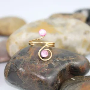 Adjustable Pink Crystal Knuckle Ring