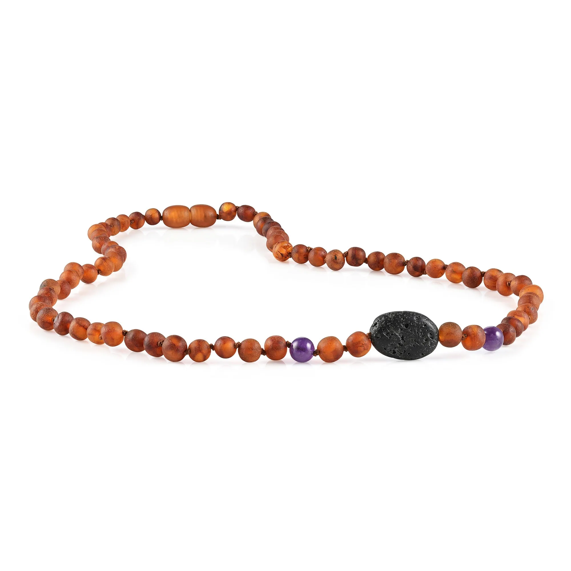 Adults | Amethyst   Raw Cognac Aromatherapy Pendant Necklace