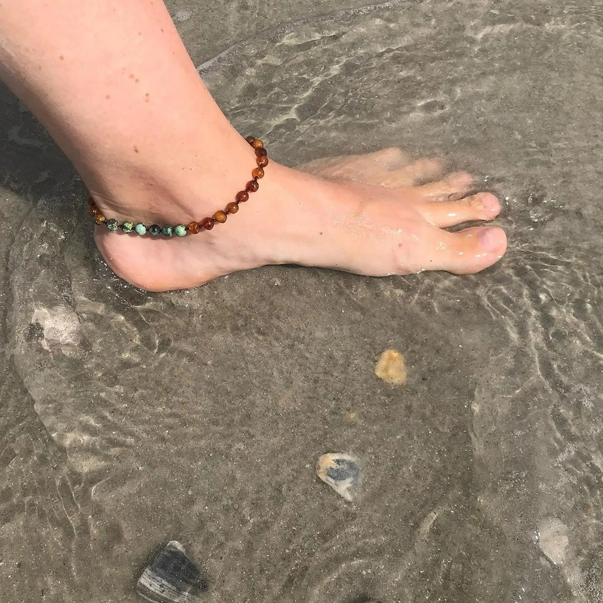 Adults | Mermaid Mix   Raw Cognac Amber Anklet
