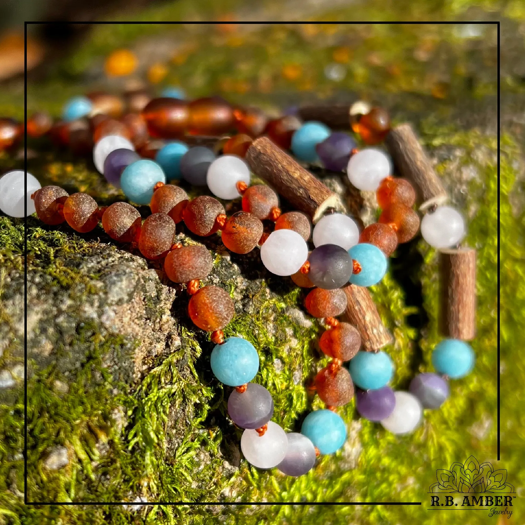 Adults | Mermaid Mix   Raw Cognac Amber Anklet