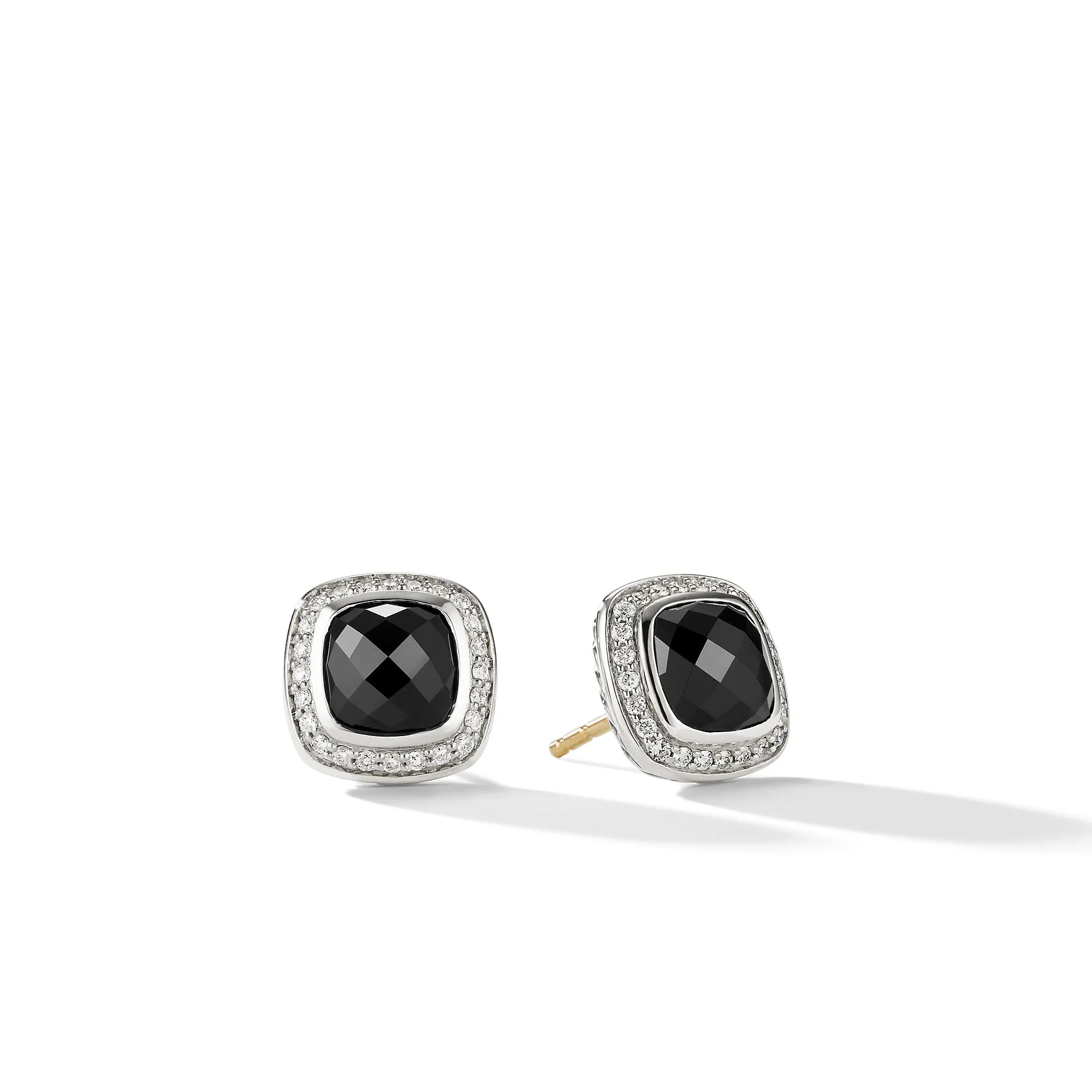 Albion® Stud Earrings in Sterling Silver with Black Onyx and Diamonds\, 7mm