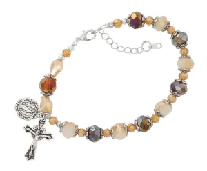 Amber and Cream Beads with Adjustable Links
