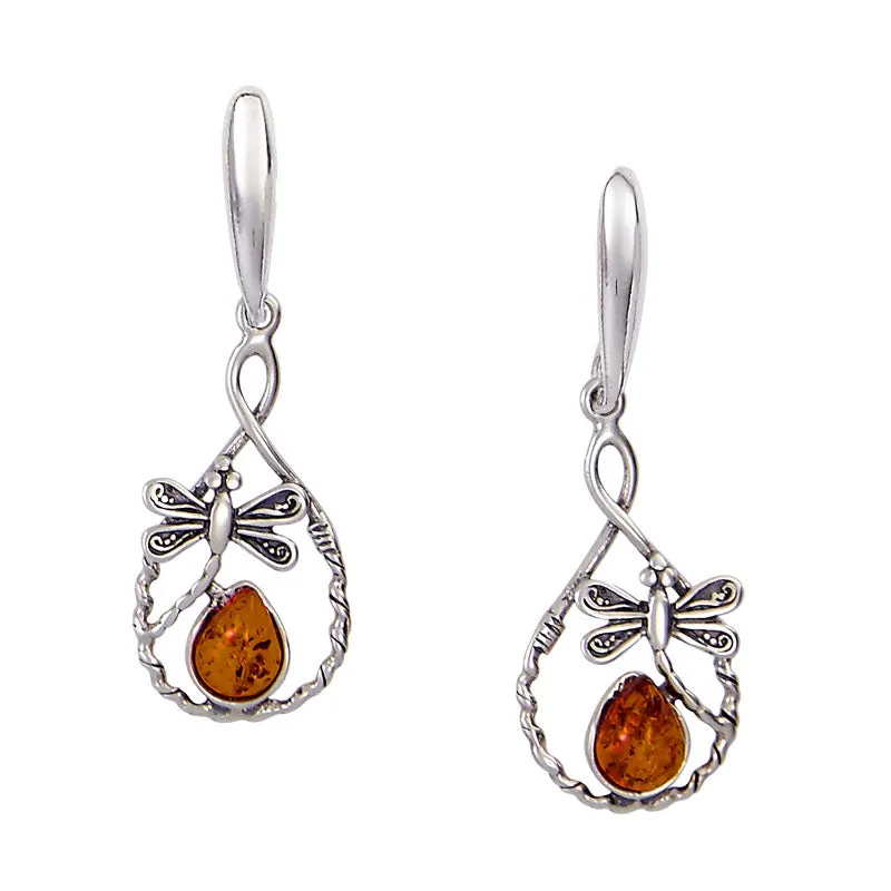Amber Dragonfly Loop Necklace