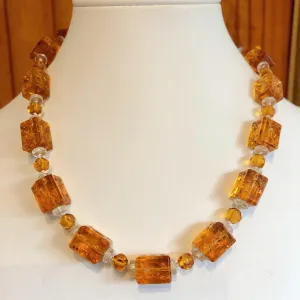 Amber Glass Bead Necklace
