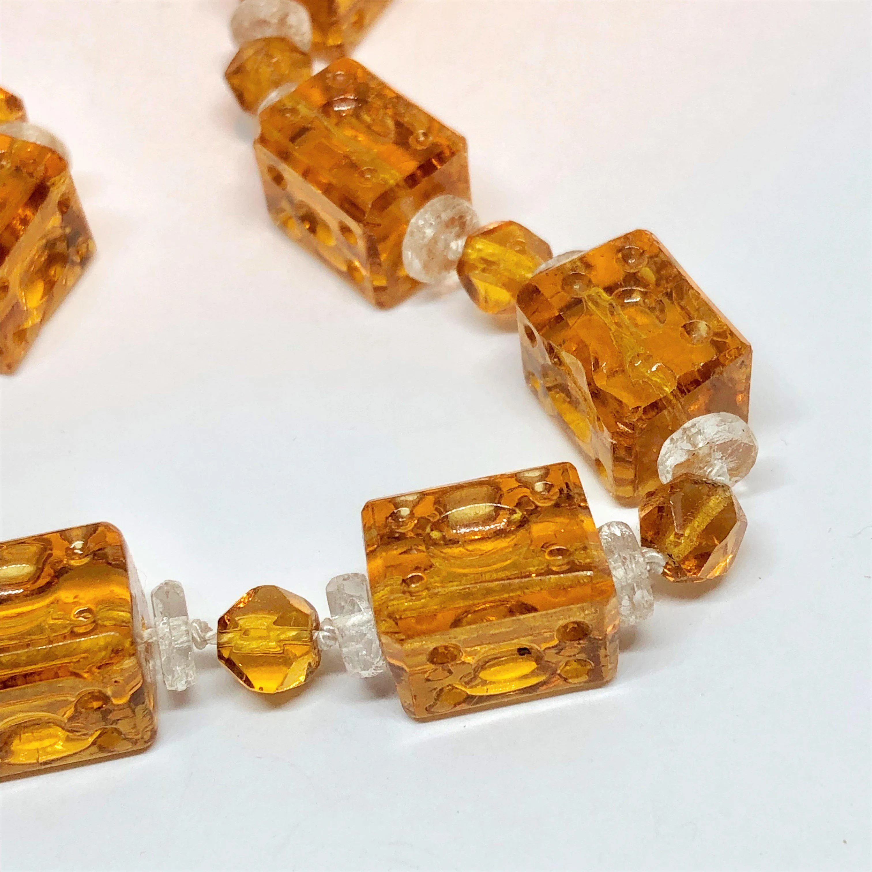 Amber Glass Bead Necklace