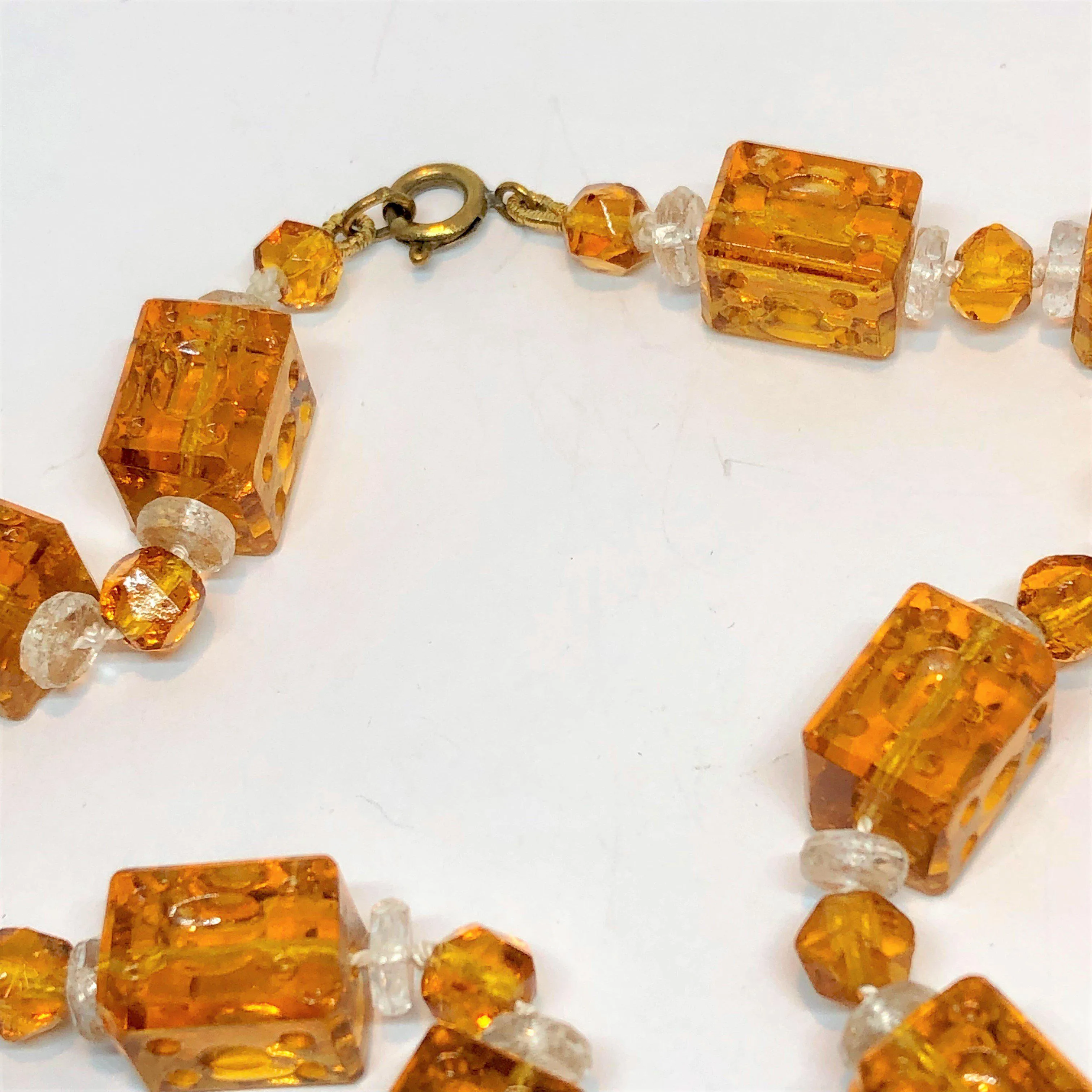 Amber Glass Bead Necklace