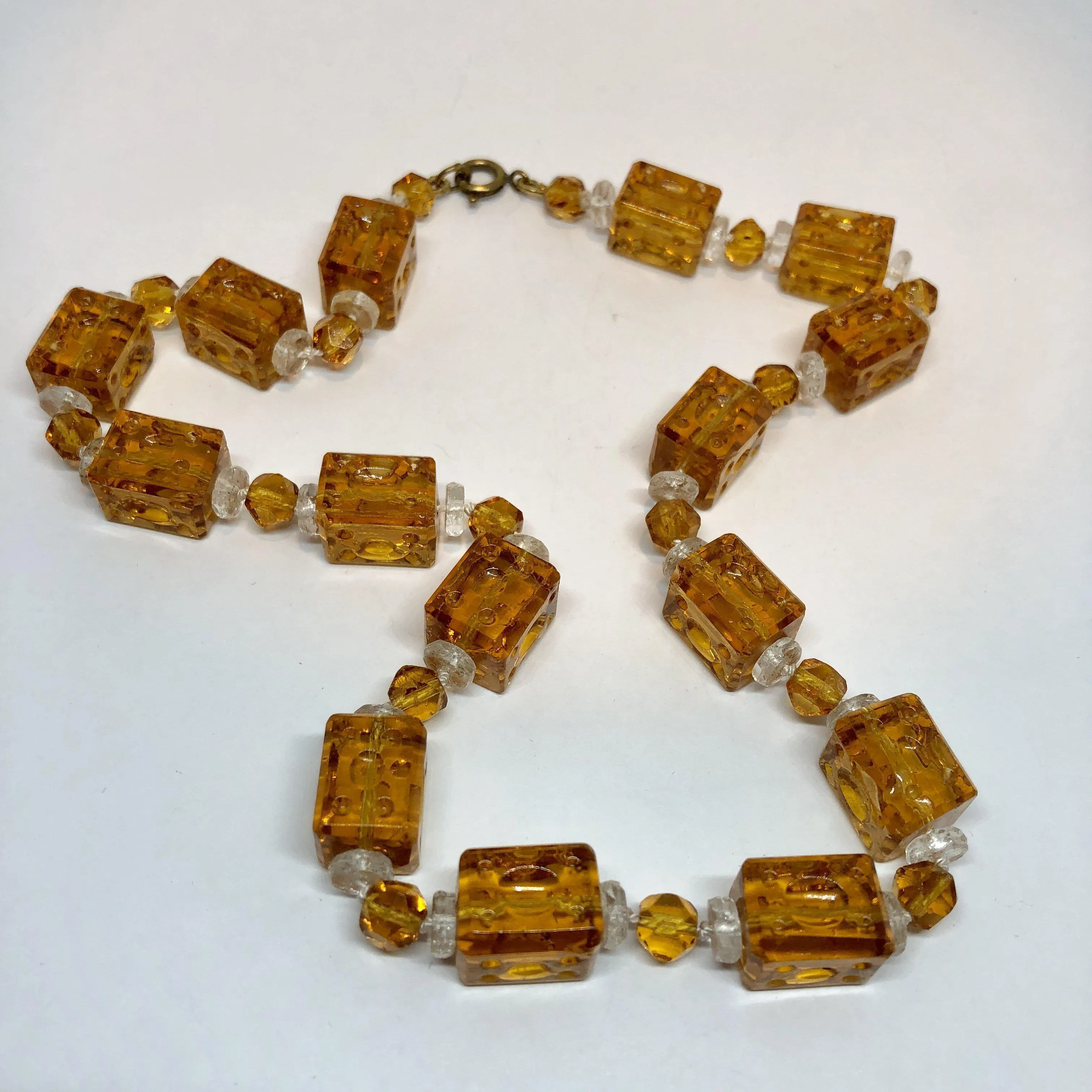 Amber Glass Bead Necklace