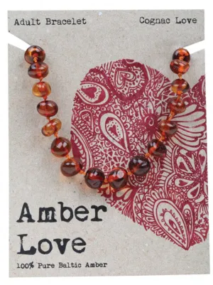 Amber Love Adult's Bracelet 100% Baltic Amber Cognac 20cm