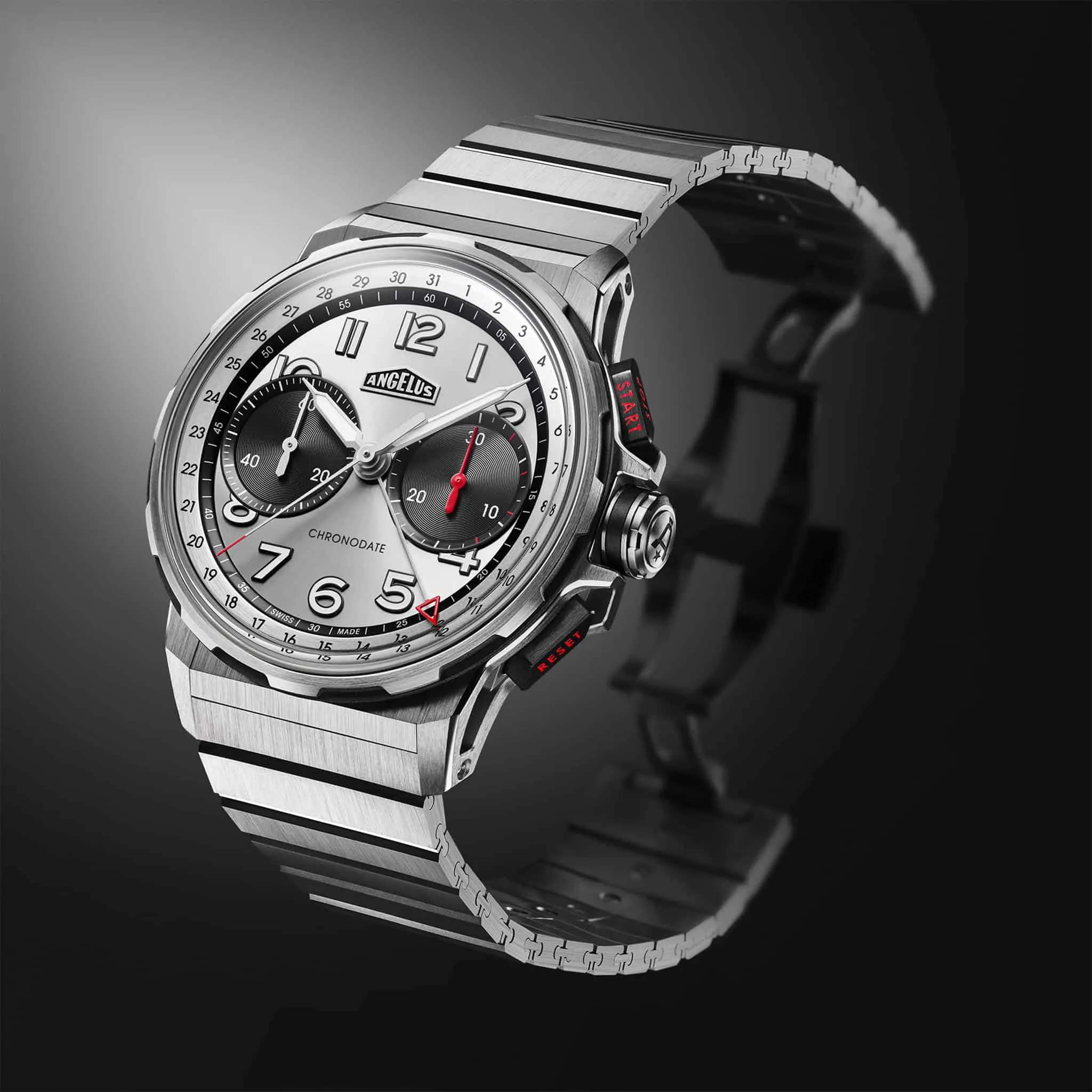 Angelus Chronodate Titanium Magnetic Silver Watch