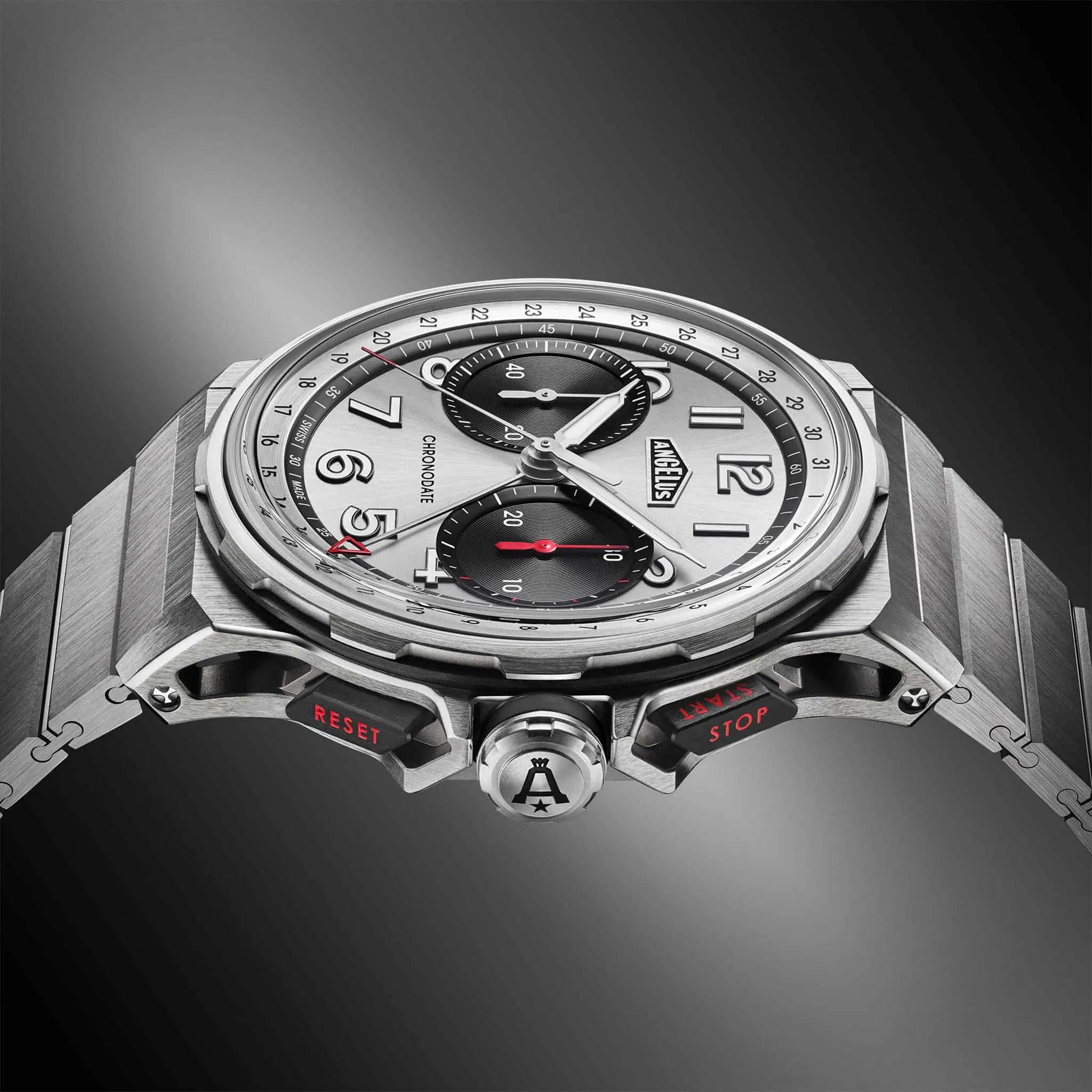 Angelus Chronodate Titanium Magnetic Silver Watch