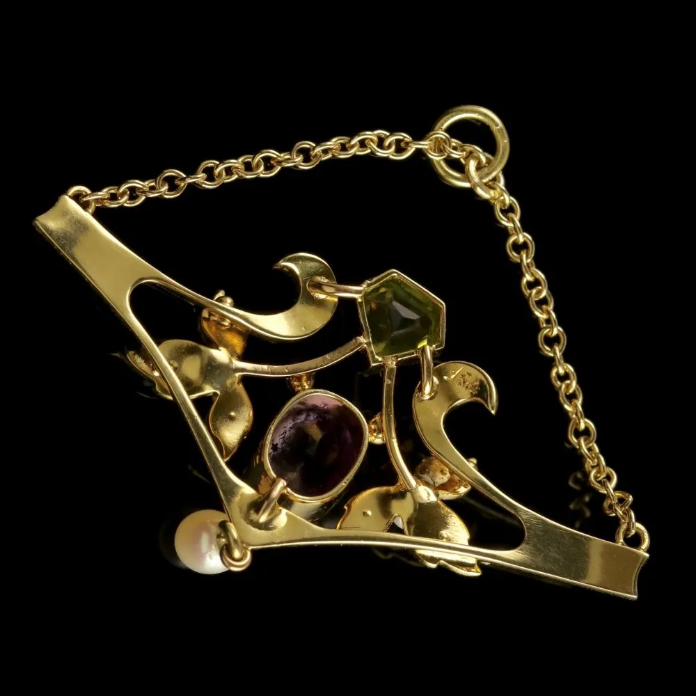 Antique 15Ct Gold Edwardian Suffragette Drop Pendant Circa 1910