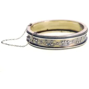 Antique Gold Bracelet Hinged Pretty Details Patented 1878