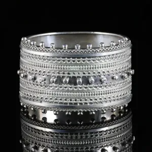 Antique Victorian Bangle Silver Wide Cuff Circa 1880