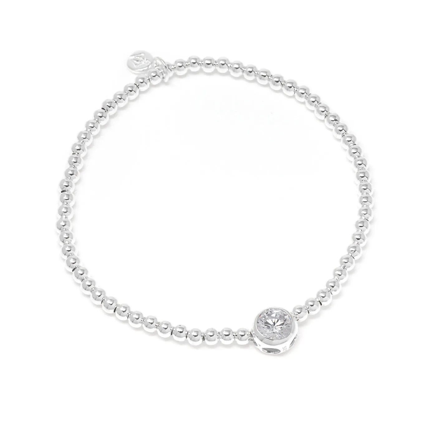 April Mini Baby Birthstone Bracelet - Sterling Silver