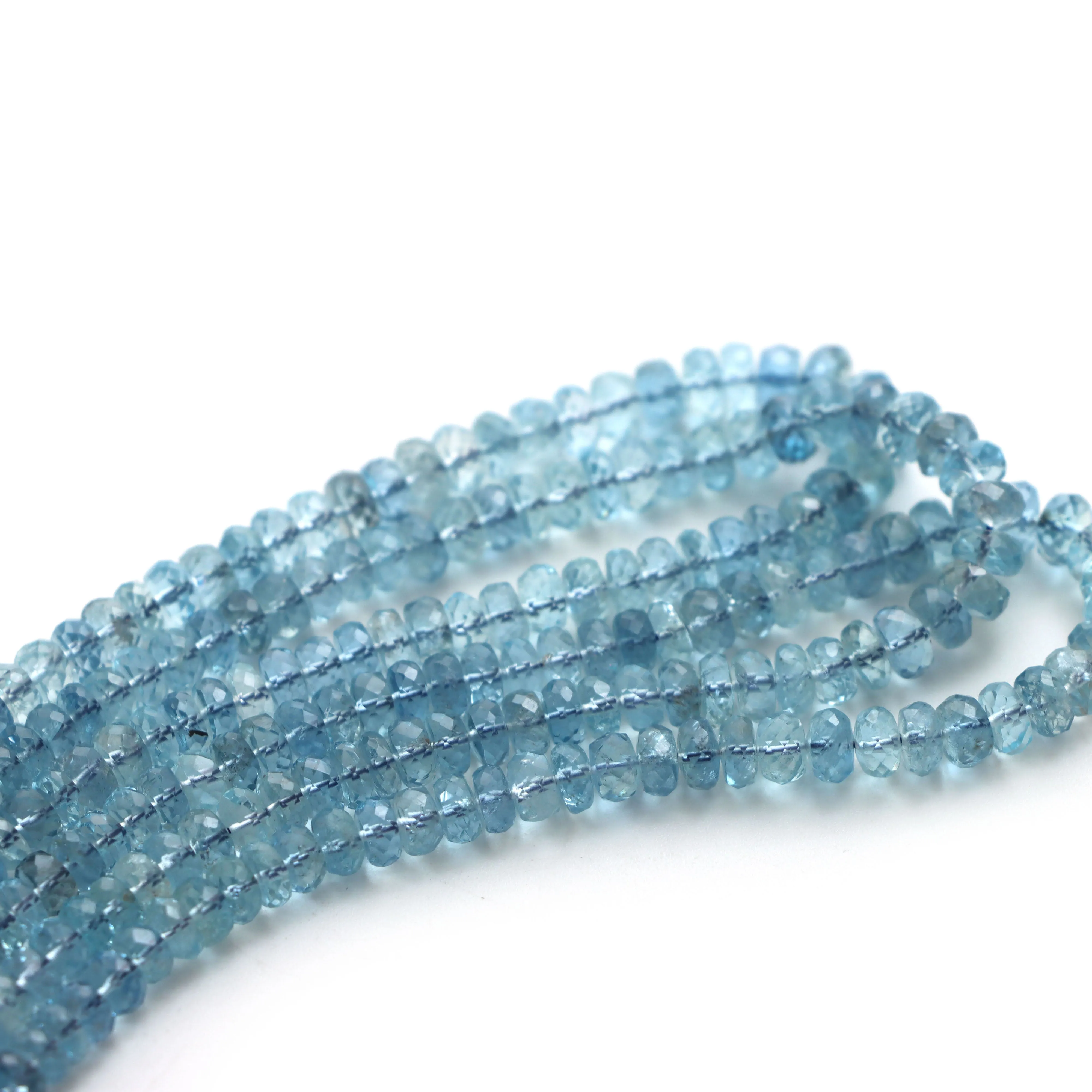 Aquamarine Faceted Rondelle Beads, 4 mm to 6 mm, Aquamarine Jewelry Making Beads, 18 Inches Full Strand, Price Per Strand