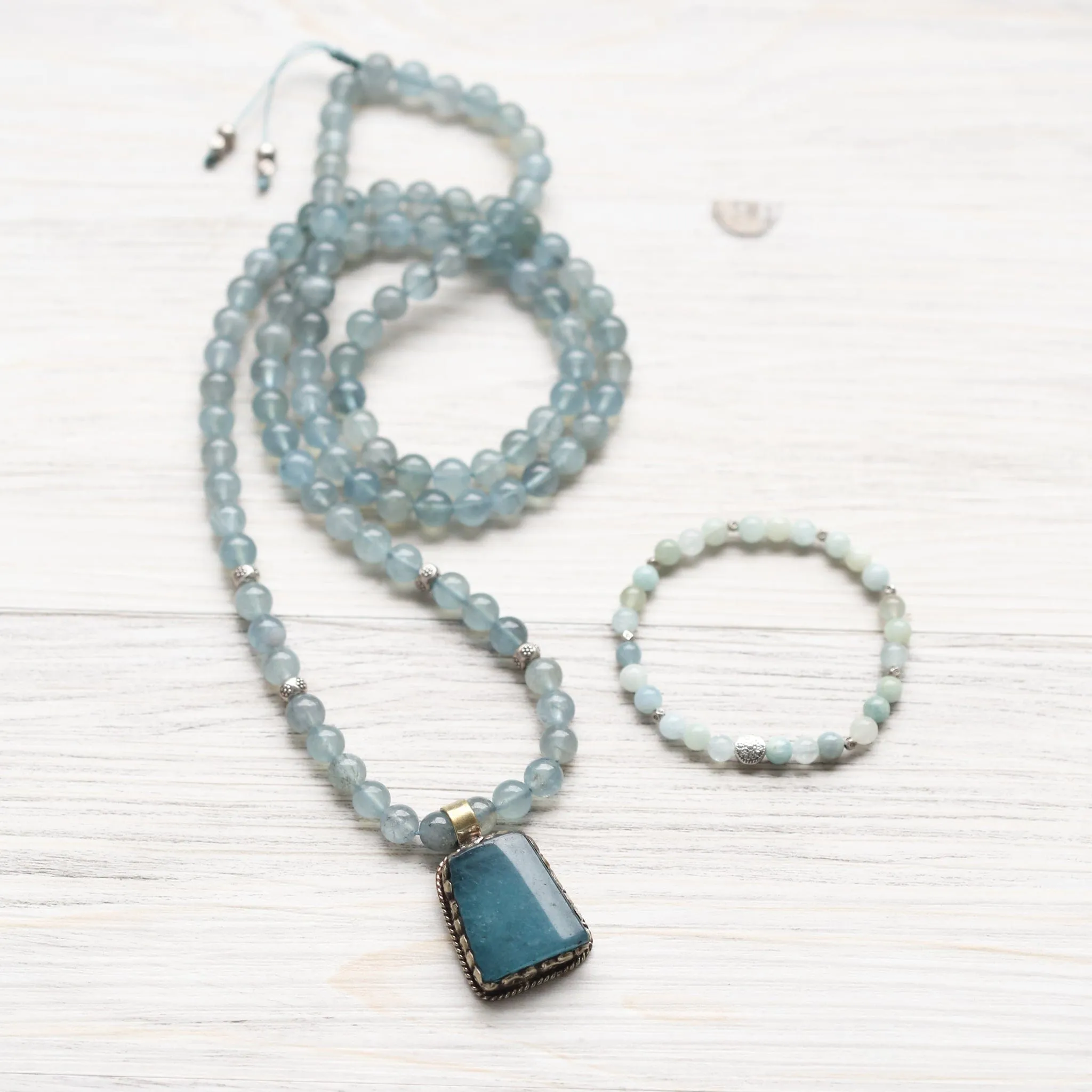 Aquamarine Serenity Mala Necklace