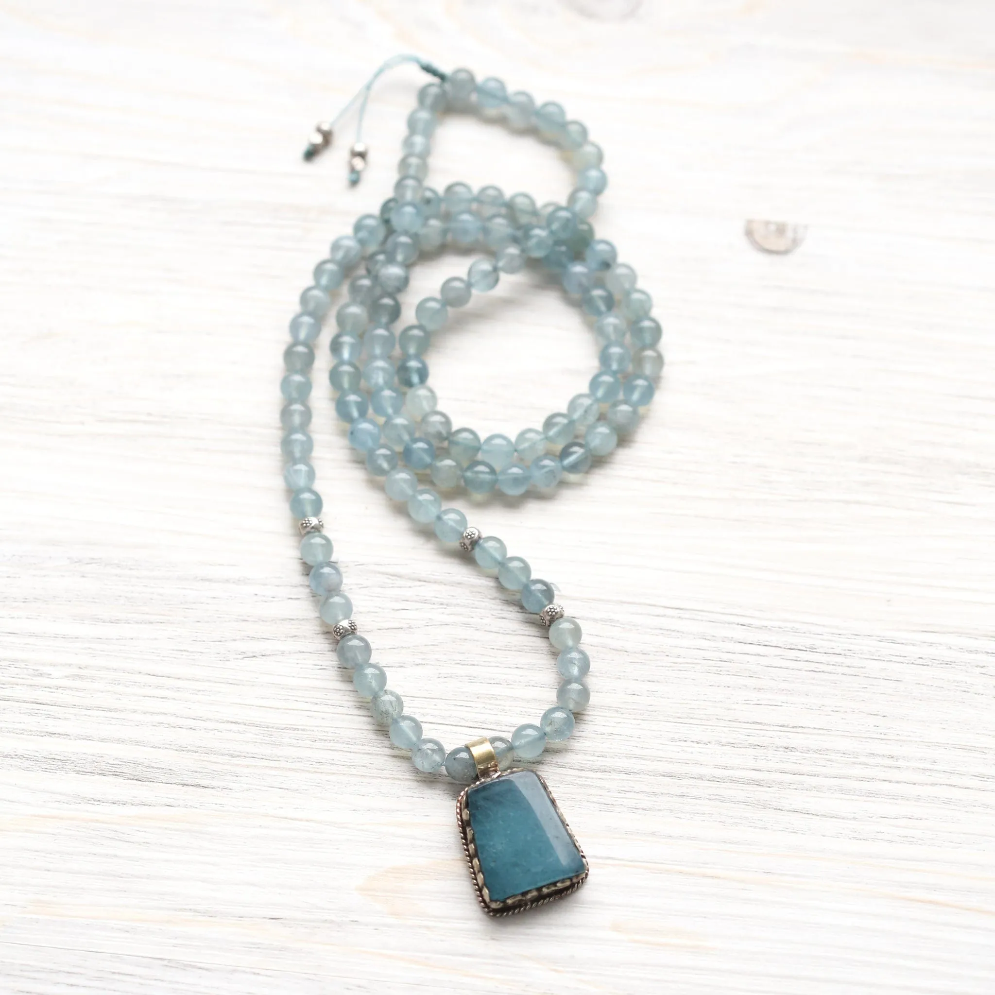 Aquamarine Serenity Mala Necklace