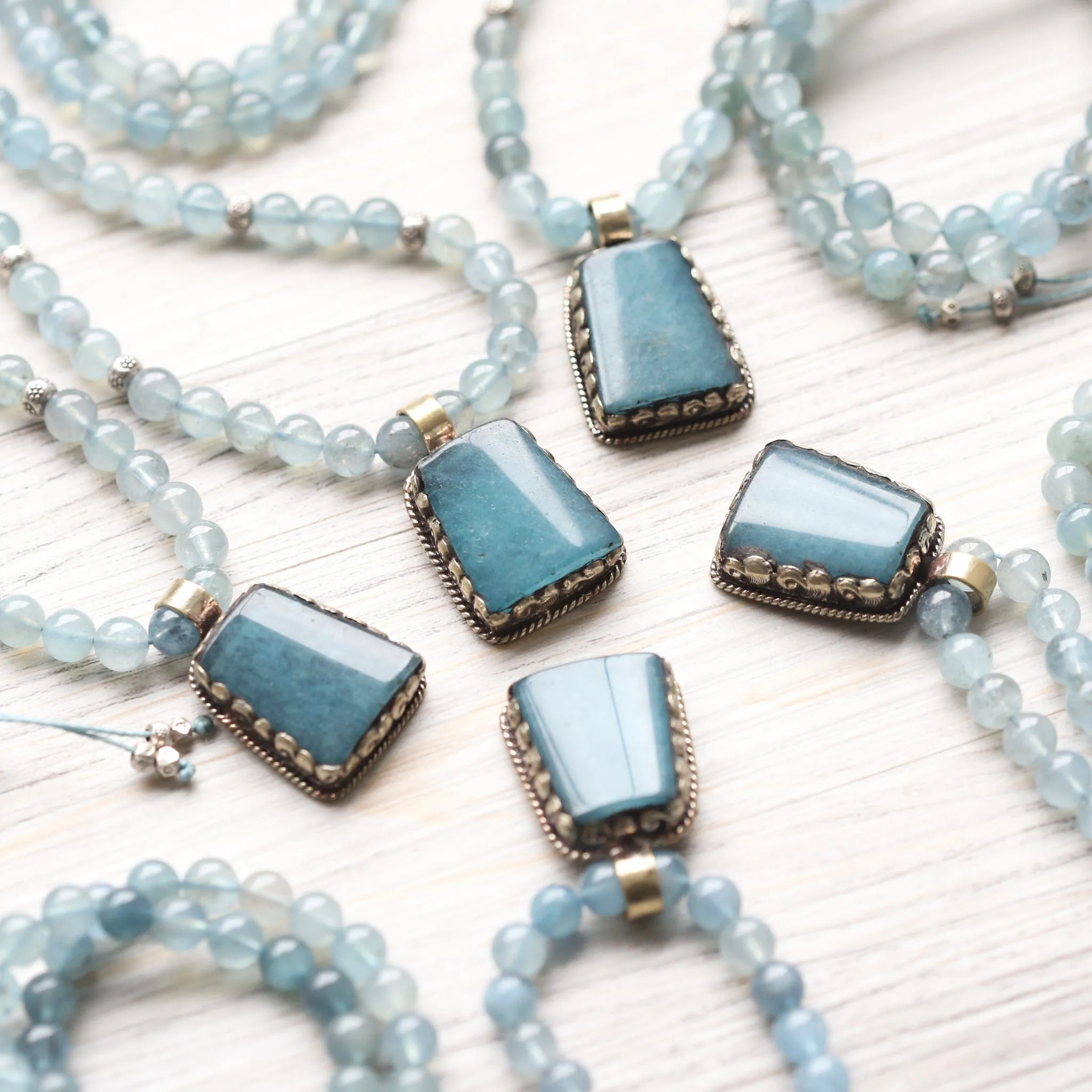 Aquamarine Serenity Mala Necklace