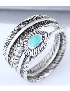 AR17 Silver Feather Adjustable Ring
