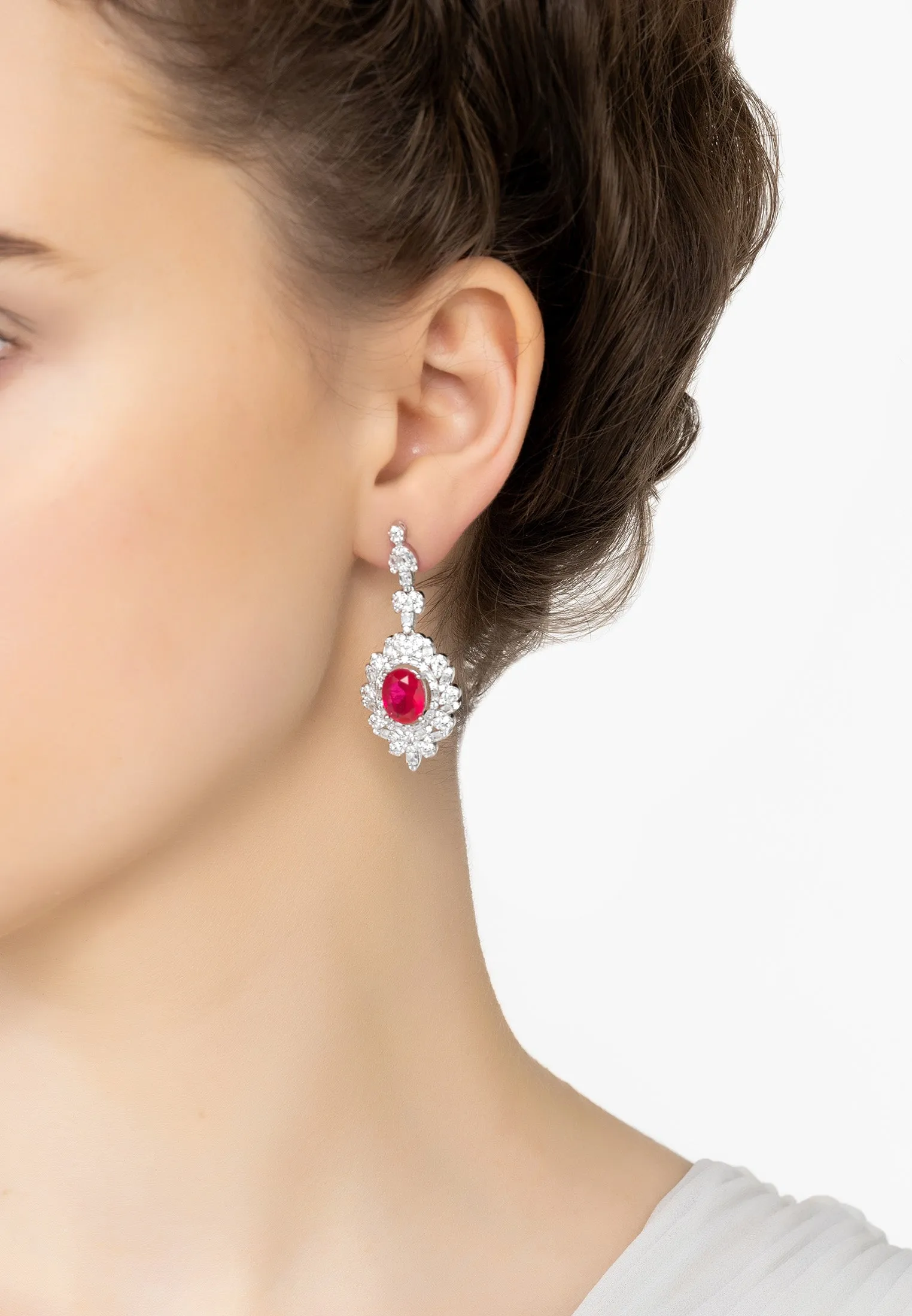 Arabesque Splendor Drop Earrings Pink Tourmaline Silver