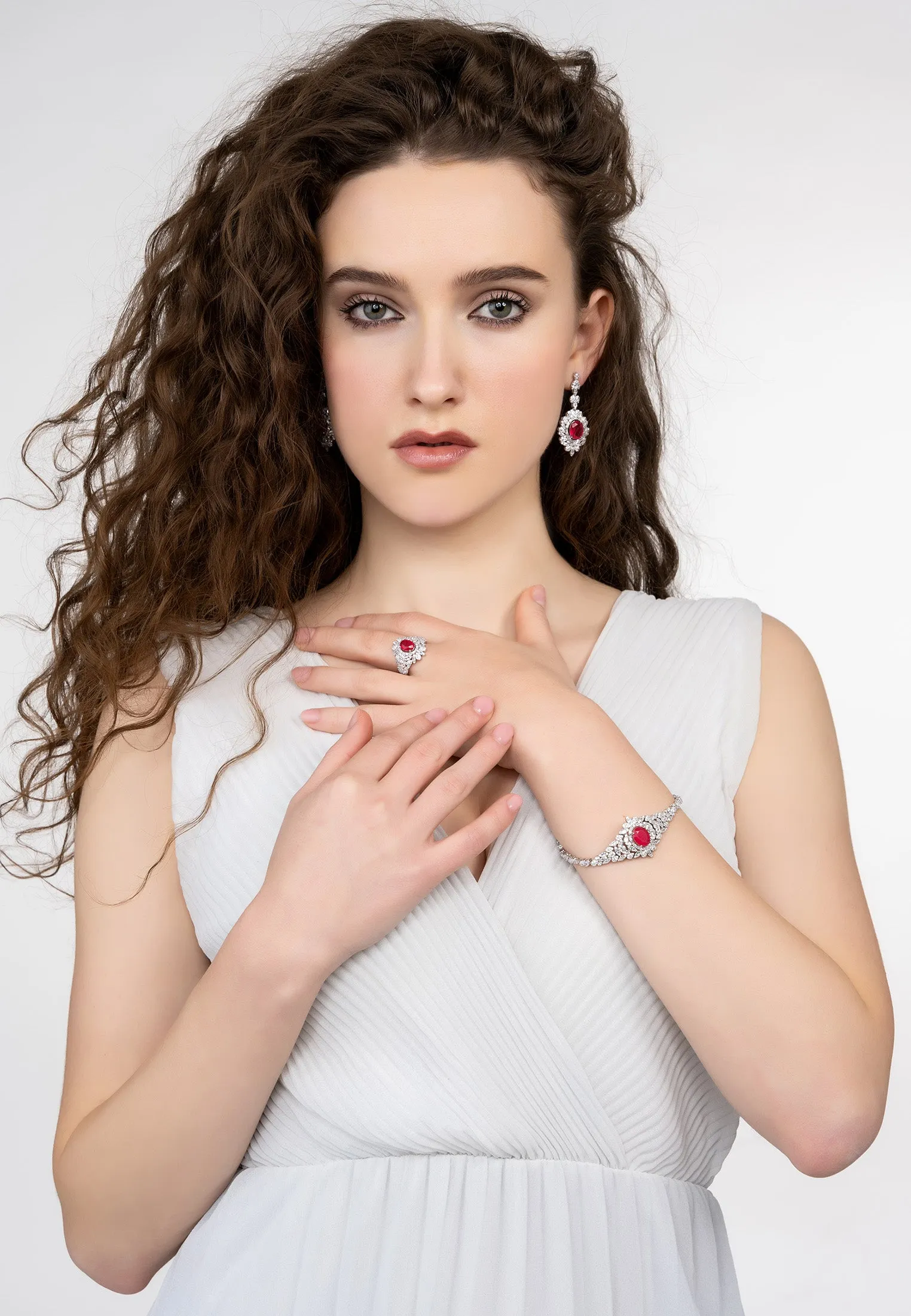 Arabesque Splendor Drop Earrings Pink Tourmaline Silver