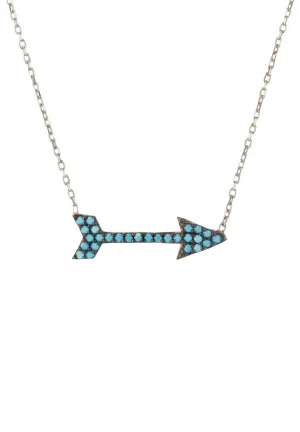 Arrow Necklace Blue Turquoise Gemstone Silver