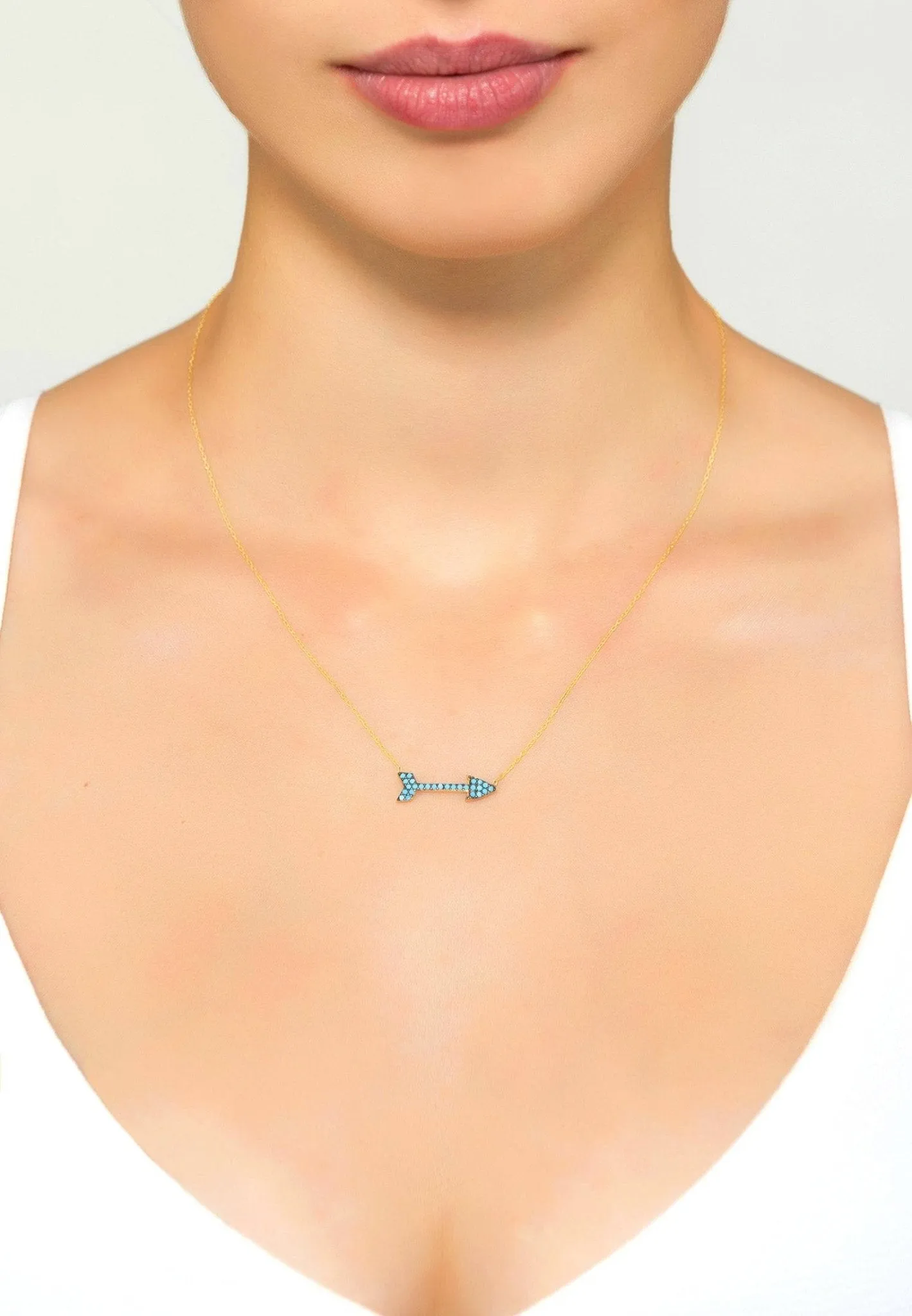Arrow Necklace Blue Turquoise Gemstone Silver