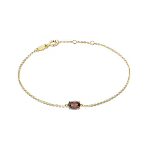 Baguette Brune 14 karat gold bracelet with brown zirconia stone