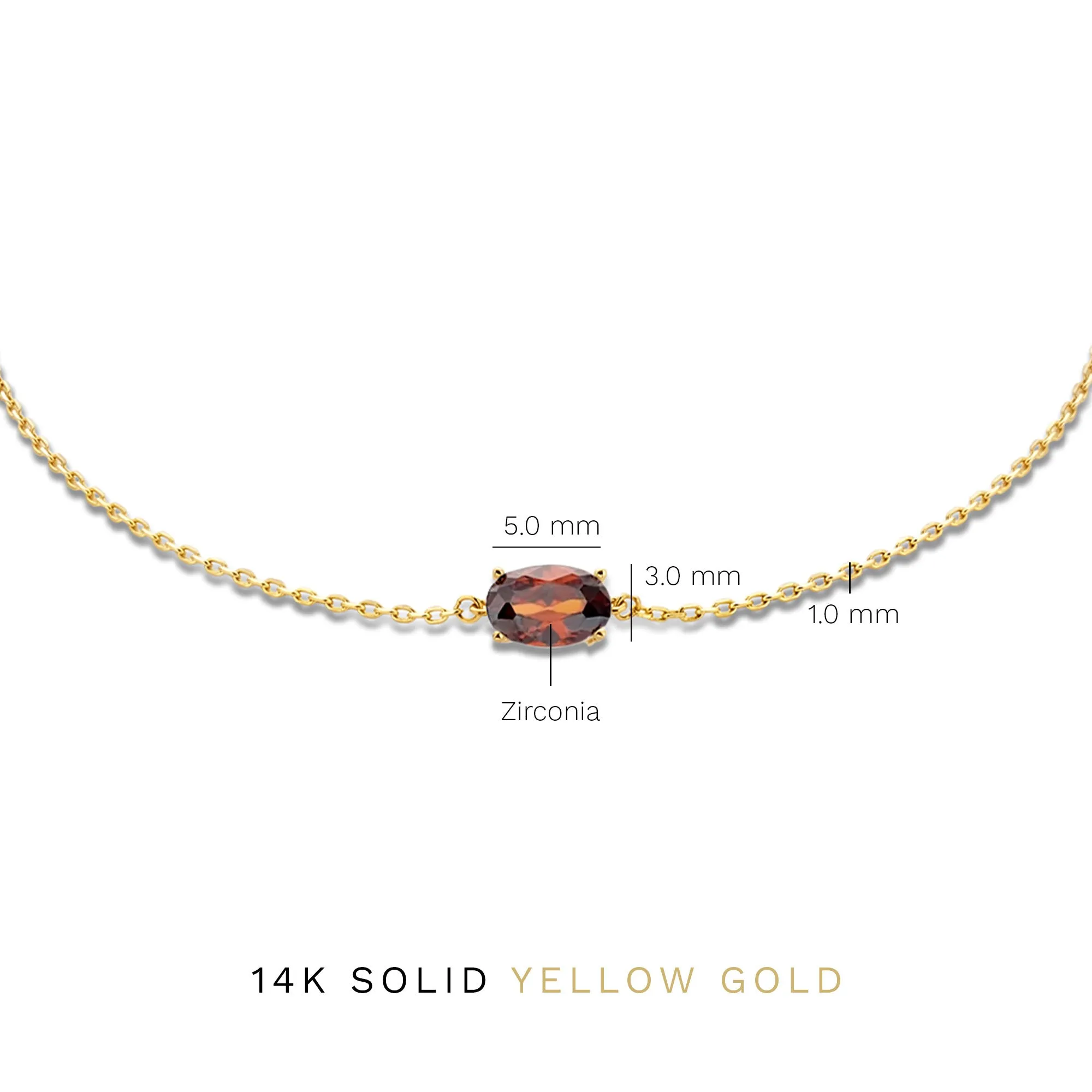 Baguette Brune 14 karat gold bracelet with brown zirconia stone