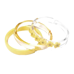 Bangle Set - Baby Yellow Flowers & Crystal