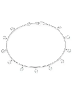 Bezel Set Charm Bangle Finished in Pure Platinum Sale