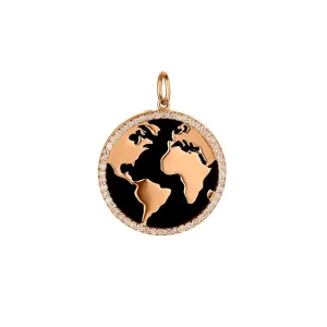 BLACK ONYX & DIAMOND GLOBE CHARM