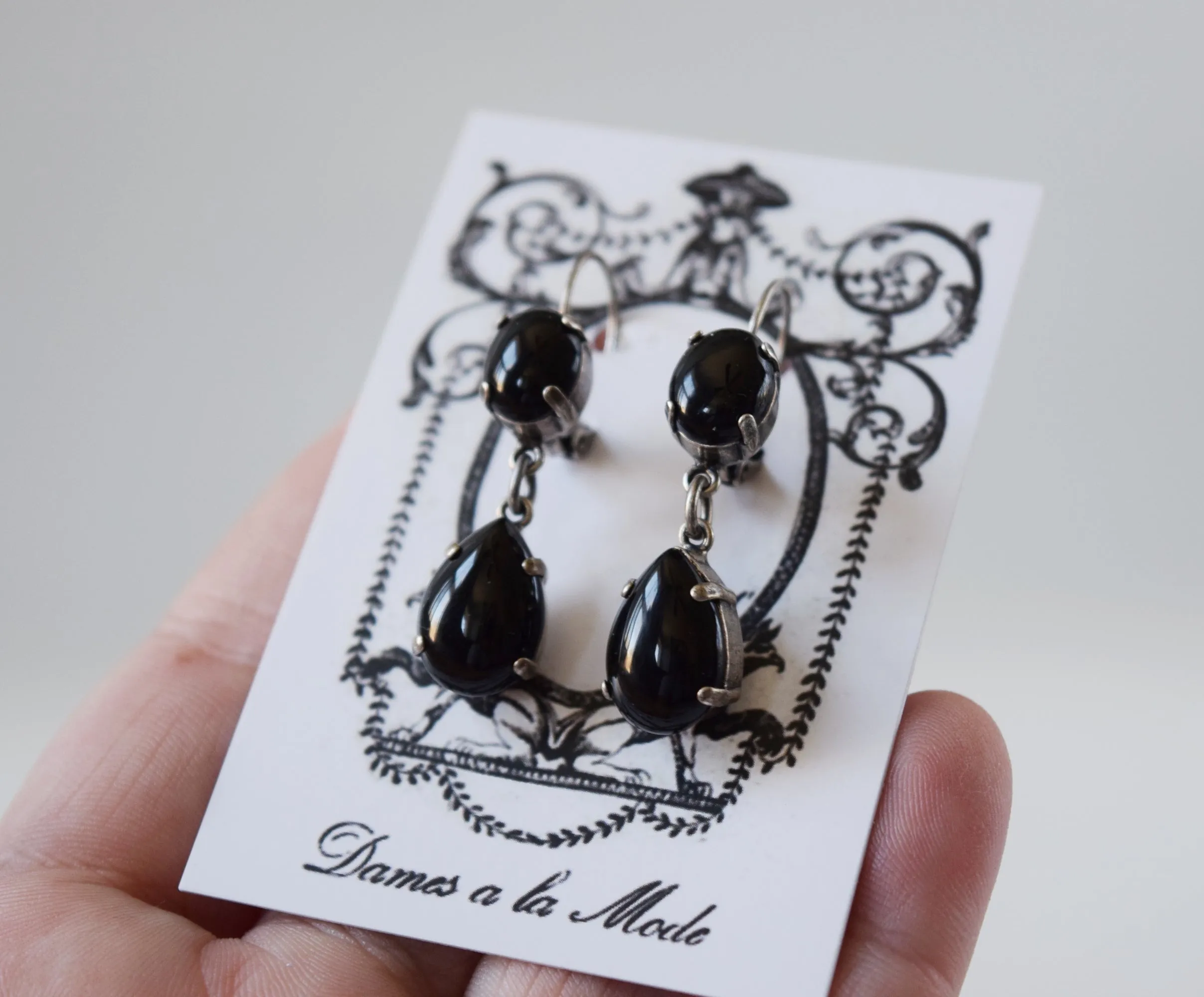 Black Onyx Dangle Earrings