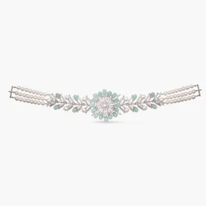 Bloom CZ Pearl Tassel Choker
