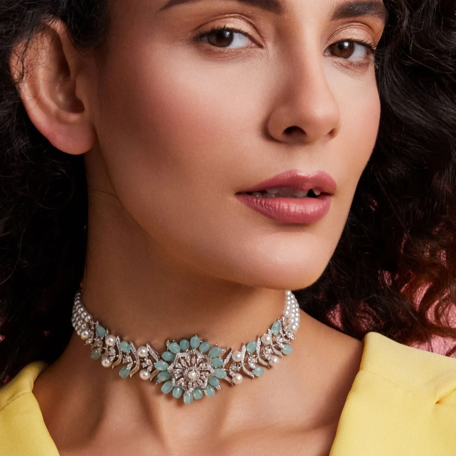 Bloom CZ Pearl Tassel Choker