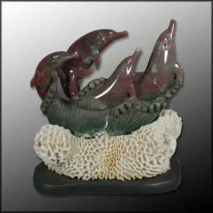BLS106art Bloodstone Dolphins