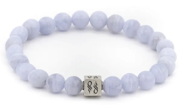 Blue Lace Agate Natural Gemstone Centerpiece Bracelet