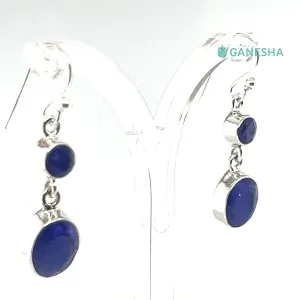 Blue Sapphire Double-Drop Earrings (925) Sterling Silver